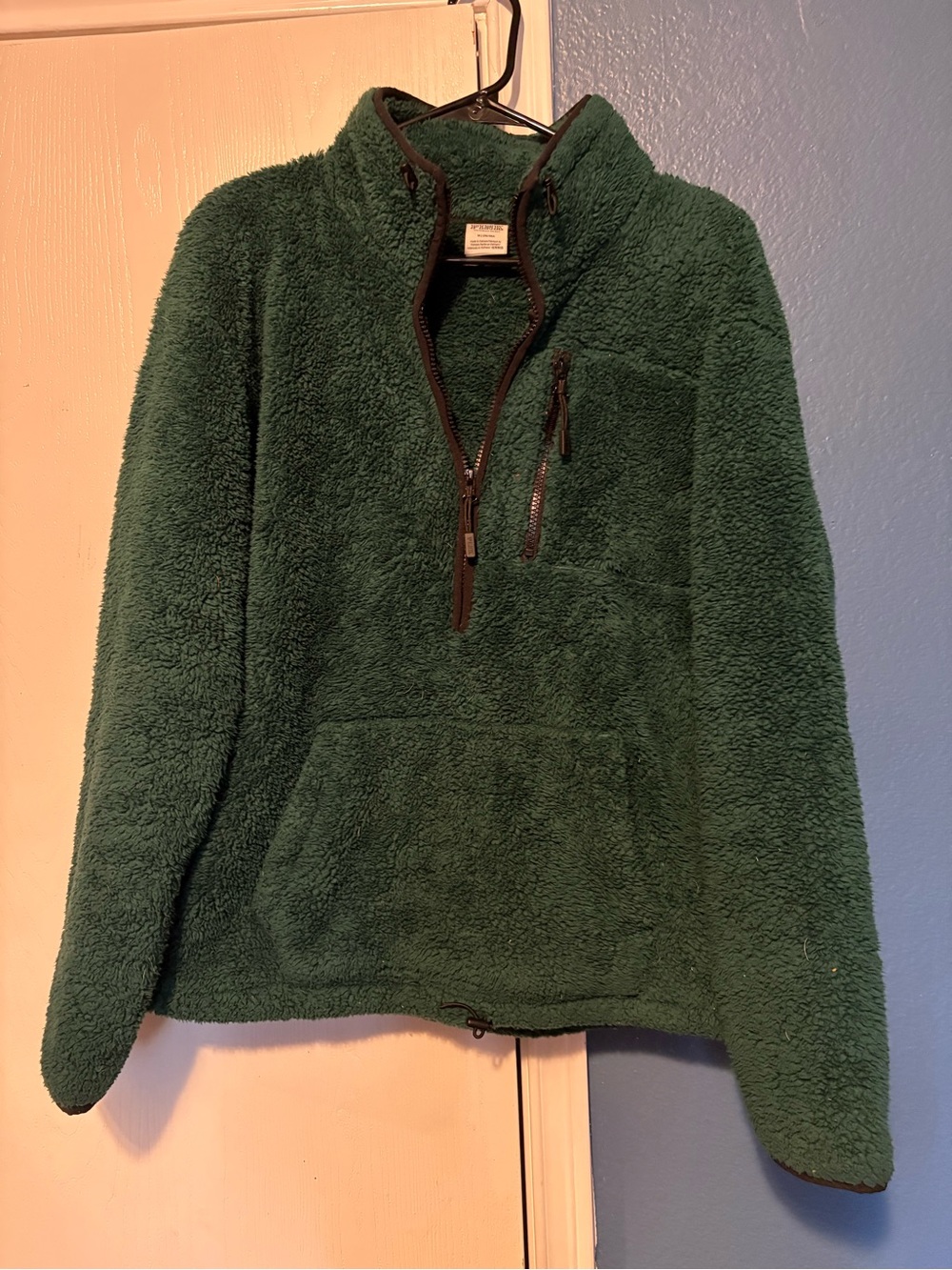 PINK Victoria's Secret Dark Green Sherpa Half-Zip Pullover